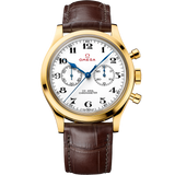 39 mm, yellow gold on leather strap