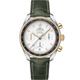 38 mm, steel - yellow gold on leather strap