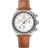 38 mm, steel on leather strap