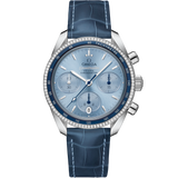 38 mm, steel on leather strap