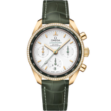 38 mm, yellow gold on leather strap