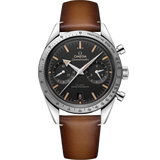 40.5 mm, steel on leather strap