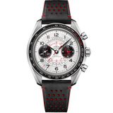 43 mm, steel on leather strap