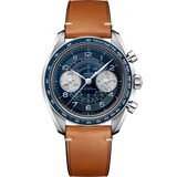 43 mm, steel on leather strap