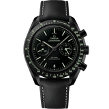 44.25 mm, black ceramic on leather strap