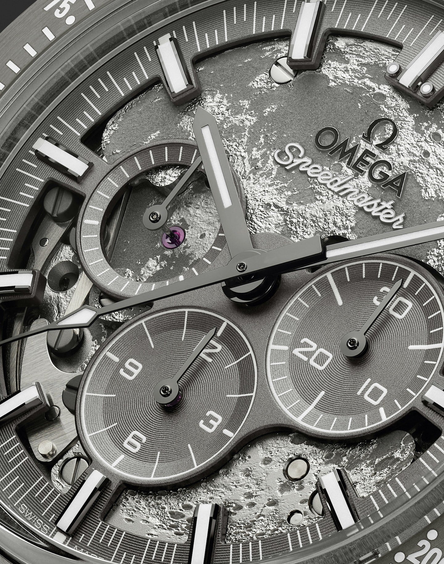 Omega 44.25 mm, grey ceramic on coated nylon fabric strap 31092445006001