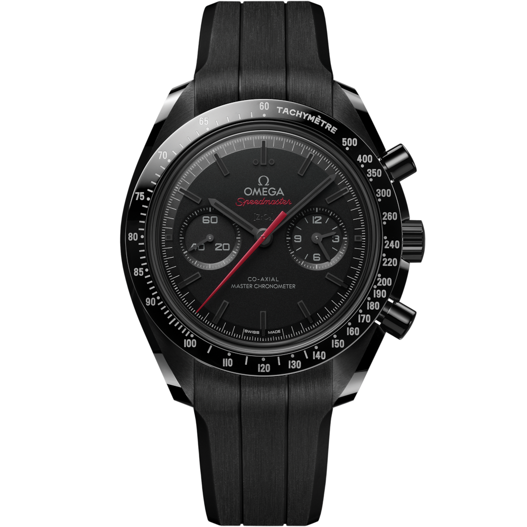 Omega 44.25 mm, black ceramic on rubber strap 31092445101001